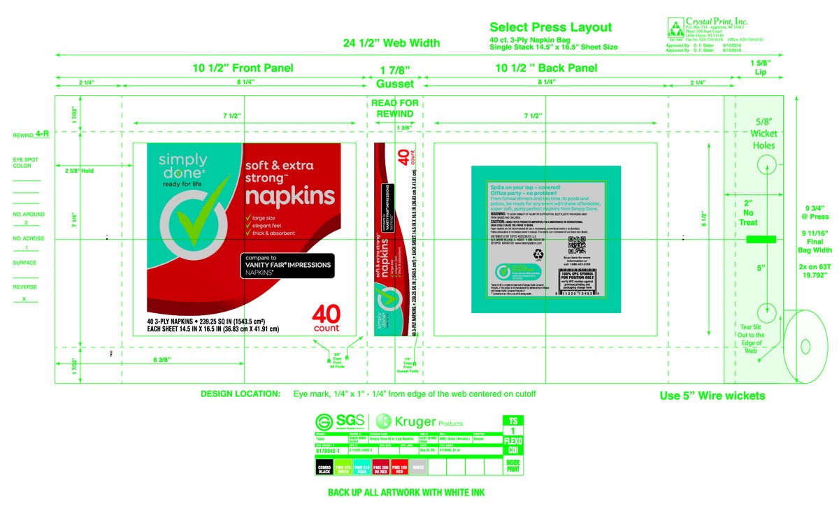 slide 5 of 12, Simply Done 3-Ply Soft & Extra Strong Napkins 40 ea, 40 ct