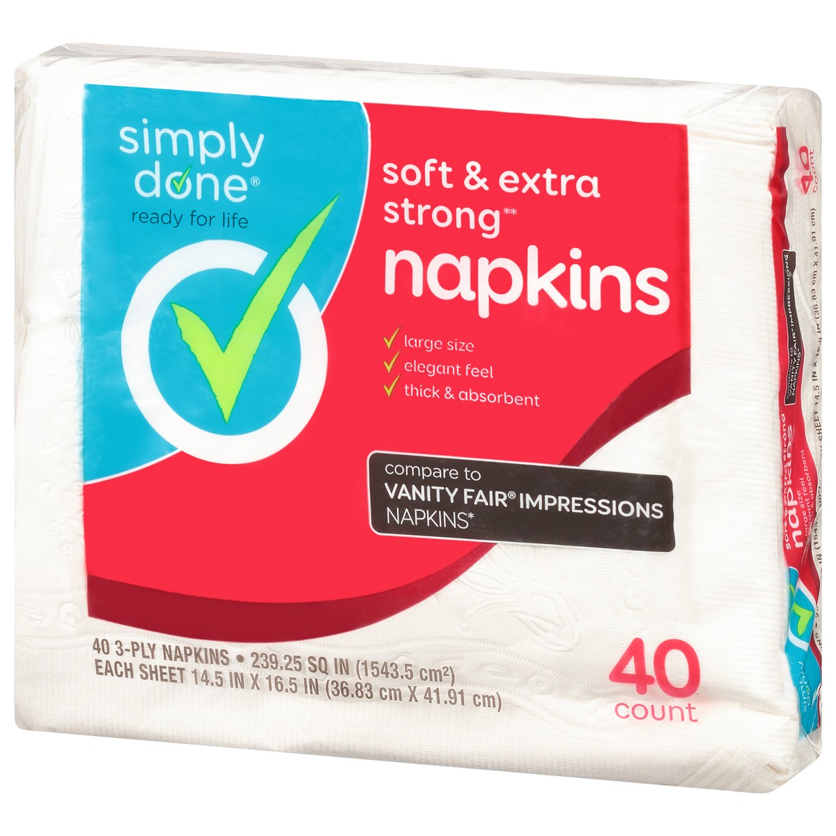 slide 10 of 12, Simply Done 3-Ply Soft & Extra Strong Napkins 40 ea, 40 ct