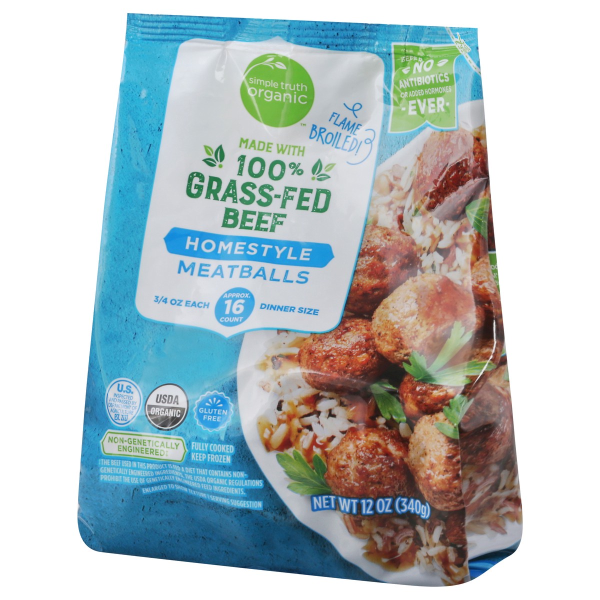slide 12 of 13, Simple Truth Organic 100% Grass-Fed Beef Homestyle Meatballs, 12 oz