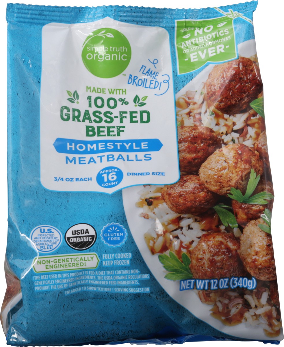 slide 9 of 13, Simple Truth Organic 100% Grass-Fed Beef Homestyle Meatballs, 12 oz