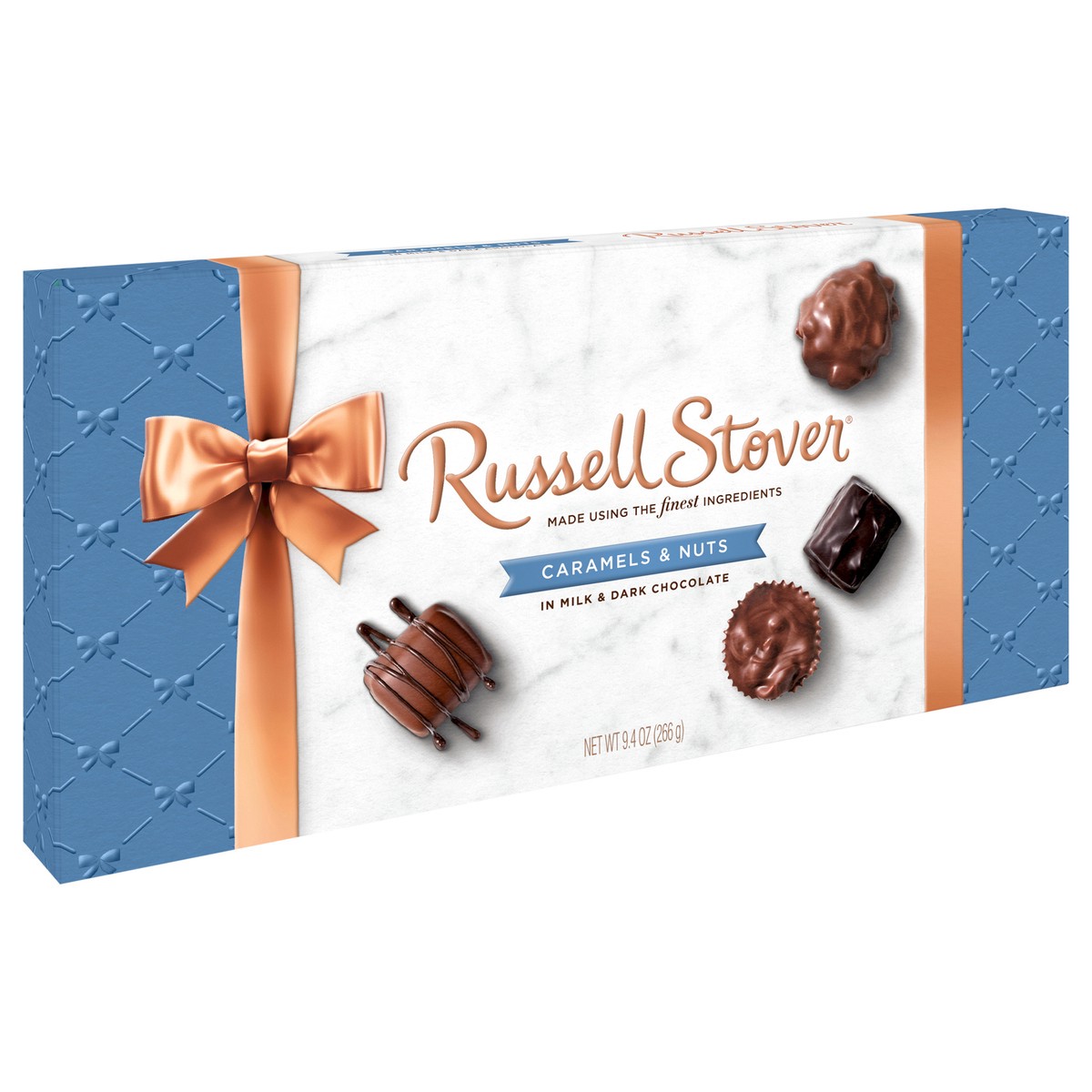 slide 2 of 8, Russell Stover Caramels & Nuts Copper Bowline Box, 9.4 oz