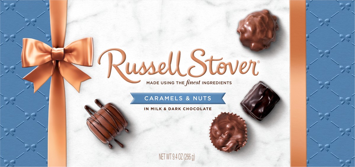 slide 4 of 8, Russell Stover Caramels & Nuts Copper Bowline Box, 9.4 oz