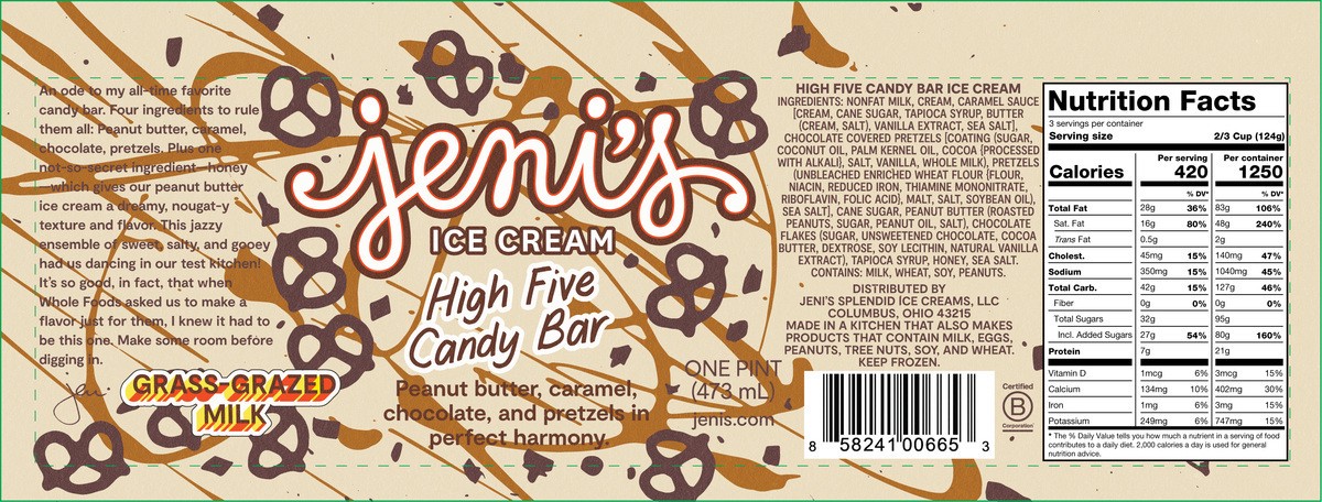 slide 11 of 13, Jeni's Splendid Ice Cream High Five Candy Bar, 1 pint