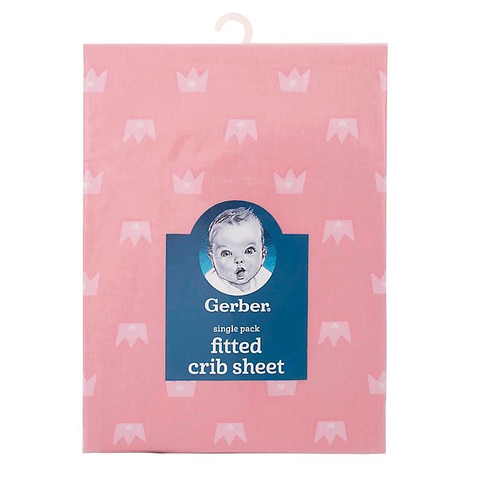 slide 2 of 2, Gerber Princess Cotton Crown Fitted Crib Sheet - Pink, 1 ct