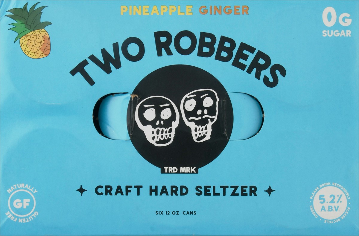 slide 14 of 14, Two Robbers Pineapple Ginger Craft Hard Seltzer 6 - 12 fl oz Cans, 6 ct