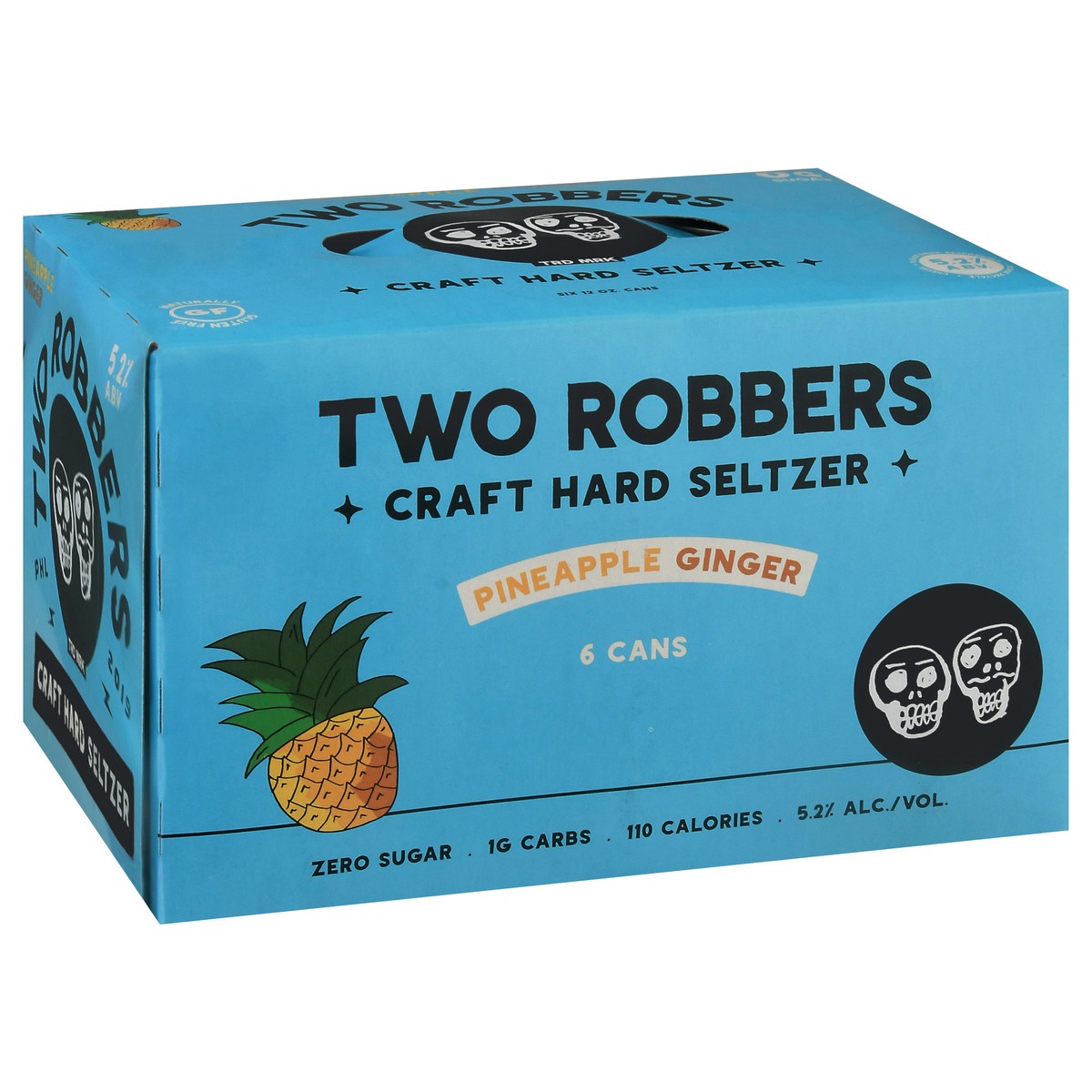 slide 9 of 14, Two Robbers Pineapple Ginger Craft Hard Seltzer 6 - 12 fl oz Cans, 6 ct
