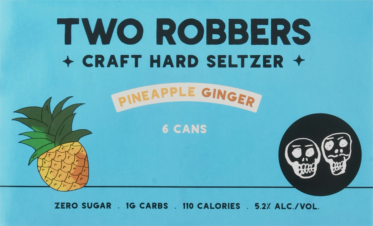 slide 11 of 14, Two Robbers Pineapple Ginger Craft Hard Seltzer 6 - 12 fl oz Cans, 6 ct