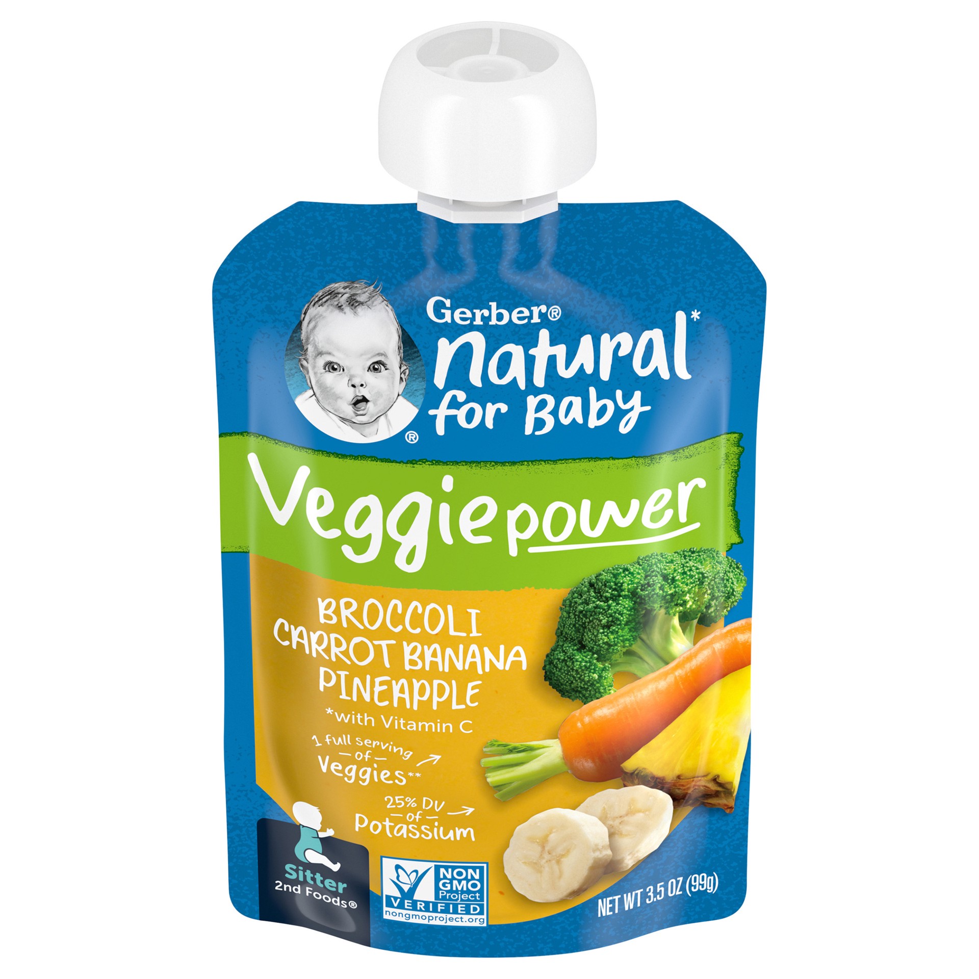 slide 1 of 9, Gerber Strong Toddler Food, Broccoli, Carrot, Banana, Pineapple, 3.5 oz. Pouch, 3.5 oz