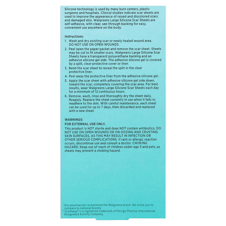 slide 4 of 5, Walgreens Large Silicone Scar Sheets Odorless, Transparent, 6 ct