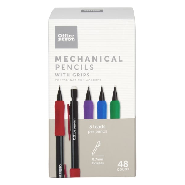 slide 1 of 6, Office Depot Brand Mechanical Pencils With Comfort Grip, 0.7 Mm, Black Barrel, Pack Of 48 Pencils, 48 ct