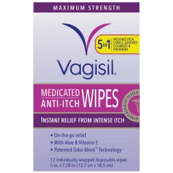 Vagisil Maximum Strength Anti-Itch Medicated Wipes With Odor Block Protection