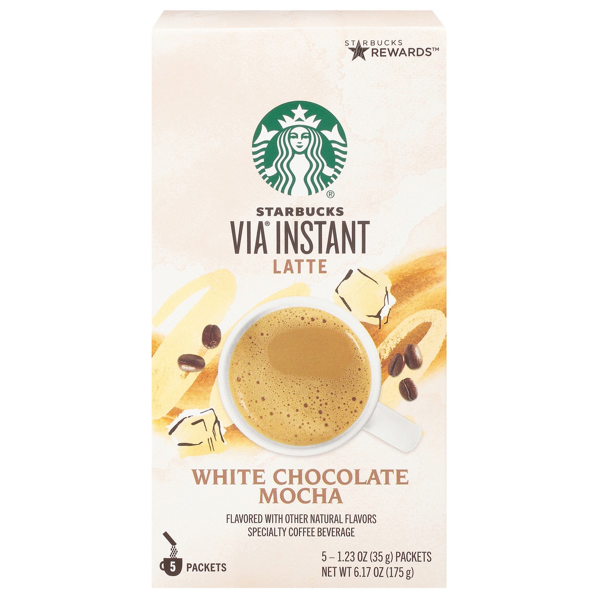 slide 5 of 14, Starbucks VIA Instant Coffee Flavored Packets — White Chocolate Mocha Latte — 1 box (5 packets) - 6.17 oz, 6.17 oz