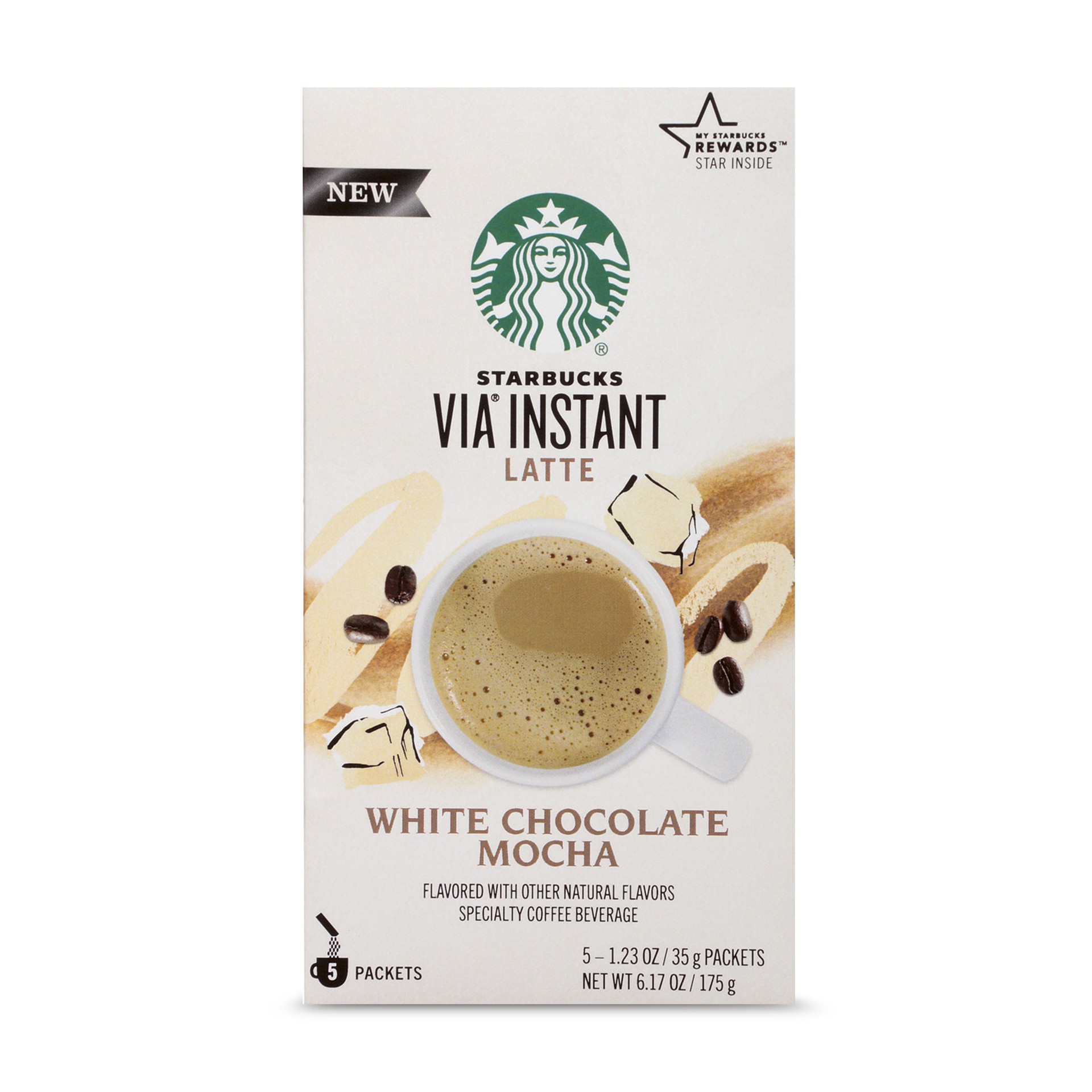 slide 1 of 14, Starbucks VIA Instant Coffee Flavored Packets — White Chocolate Mocha Latte — 1 box (5 packets) - 6.17 oz, 6.17 oz