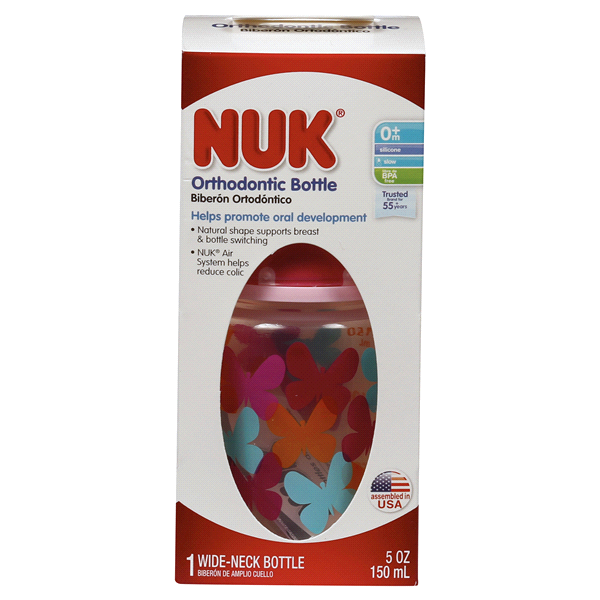 slide 1 of 6, Nuk Bottle Orthodontic, 1 ct