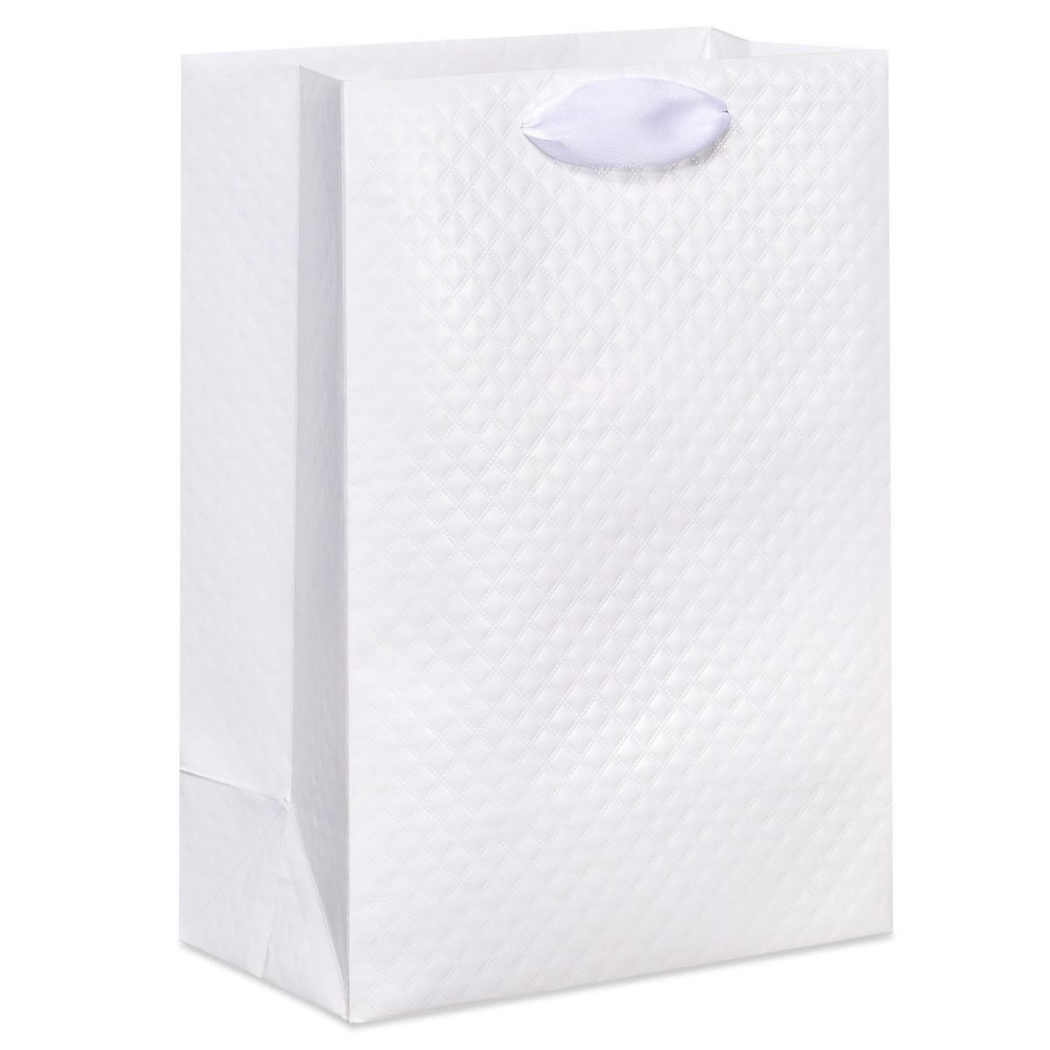 slide 1 of 4, American Greetings Medium Wedding Gift Bag with Quilted Embossing, 3.94 in x 10.03 in x 7 in