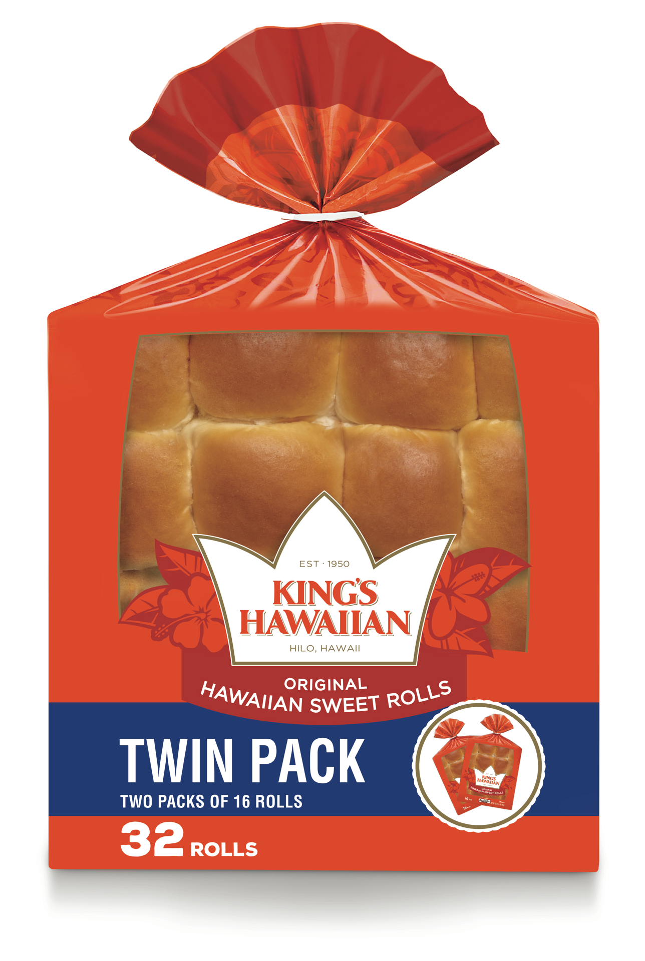 slide 1 of 2, King's Hawaiian Sweet Rolls, Original, Twin Pack 16Ct Ea, 32 oz