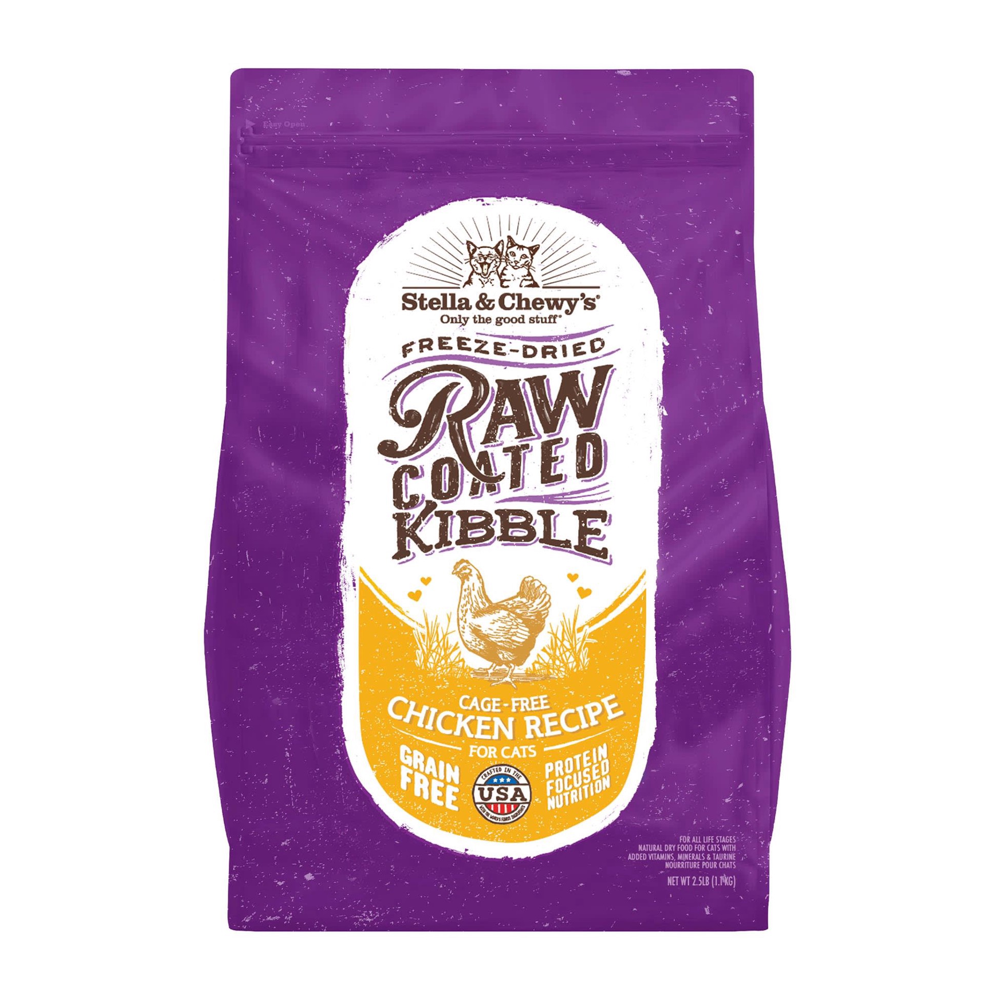 slide 1 of 1, Stella & Chewy's Freeze-Dried Raw Coated Kibble Grain Free Cage-Free Chicken Recipe Food for Cats 2.5 lb, 1 ct