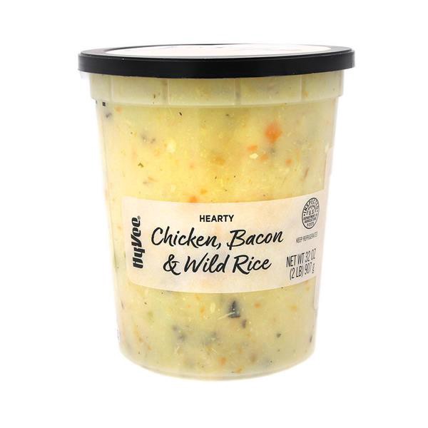 slide 1 of 1, Hy-vee Hearty Chicken, Bacon & Wild Rice Soup, 32 oz