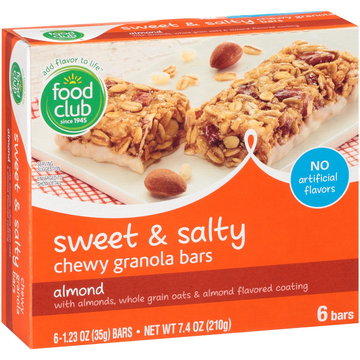 slide 6 of 9, Food Club Sweet & Salty Chewy Almond Granola Bars 6 ea, 7.4 oz