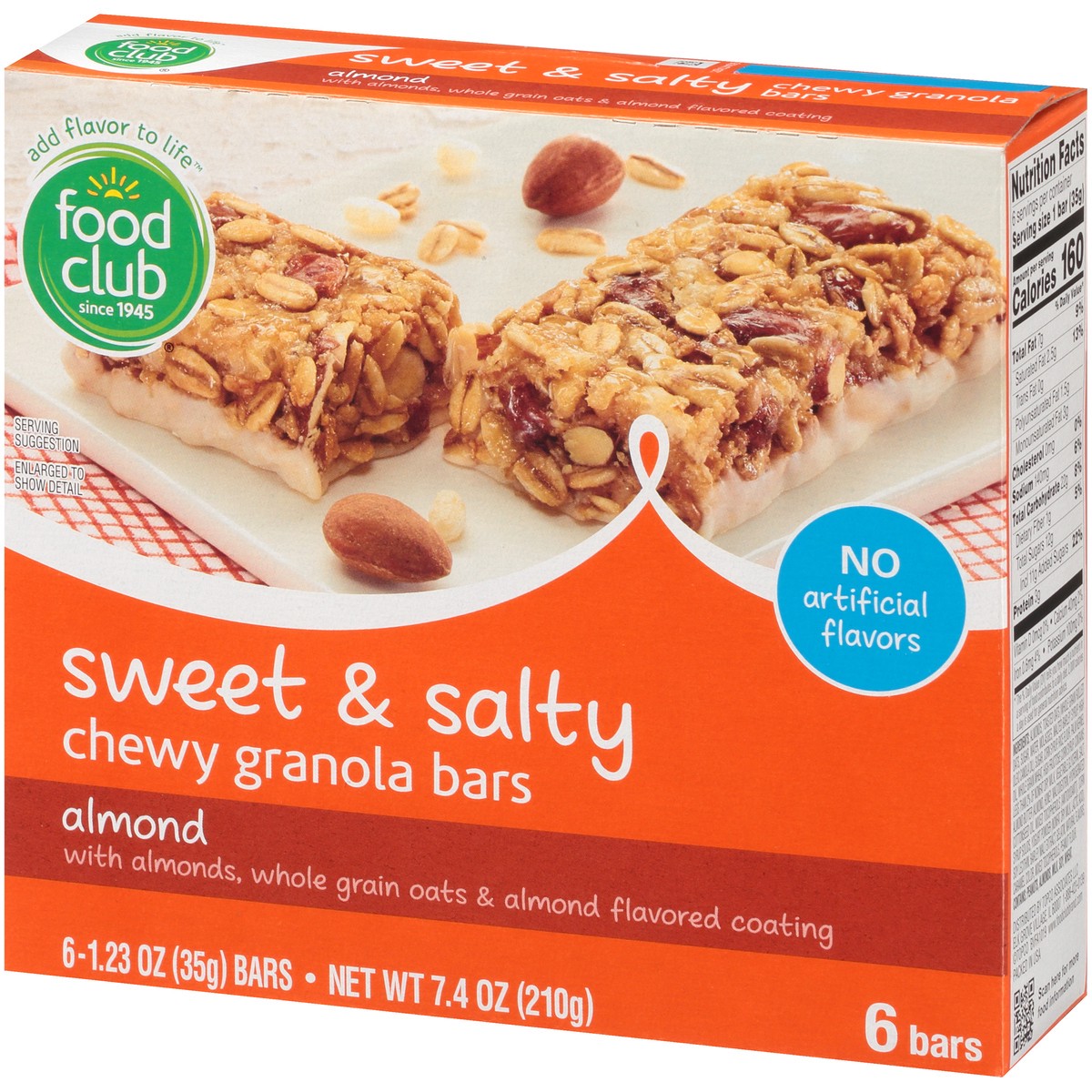 slide 7 of 9, Food Club Sweet & Salty Chewy Almond Granola Bars 6 ea, 7.4 oz