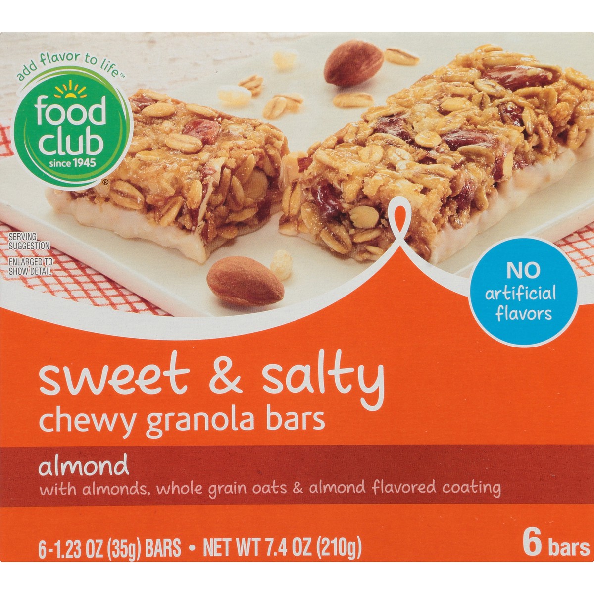 slide 8 of 9, Food Club Sweet & Salty Chewy Almond Granola Bars 6 ea, 7.4 oz