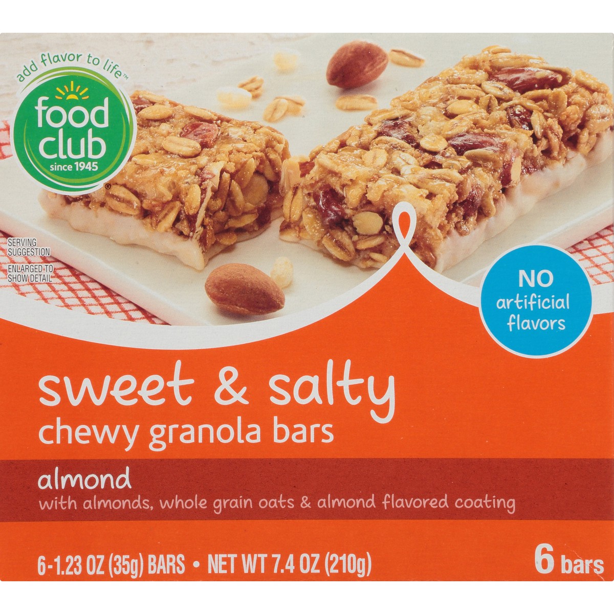 slide 5 of 9, Food Club Sweet & Salty Chewy Almond Granola Bars 6 ea, 7.4 oz