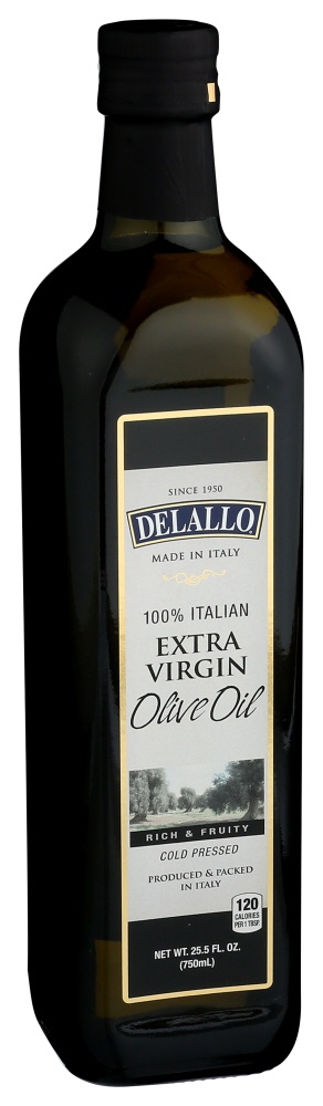 slide 1 of 1, DeLallo Olive Oil Extra Virgin Italian Rich & Fruity, 25.5 fl oz