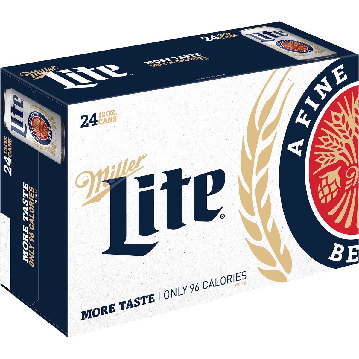 slide 1 of 24, Miller Lite Lager Beer, 4.2% ABV, 24-pack, 12-oz. beer cans, 288 oz