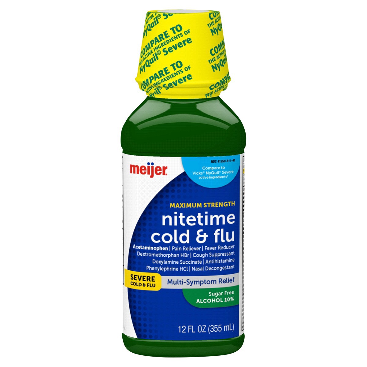 slide 1 of 13, Meijer Night Time Severe Cold & Flu Relief, Maximum Strength, 12 oz