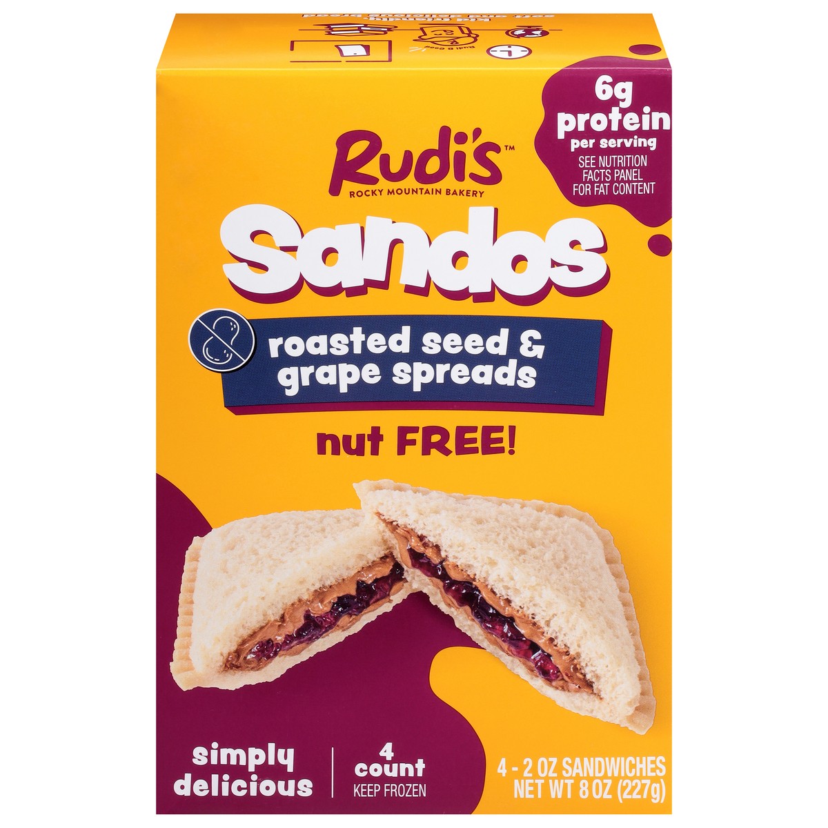 slide 4 of 4, Rudi's Sandos Roasted Seed & Grape Spread Sandwiches 4 - 2 oz Sandwiches, 4 ct