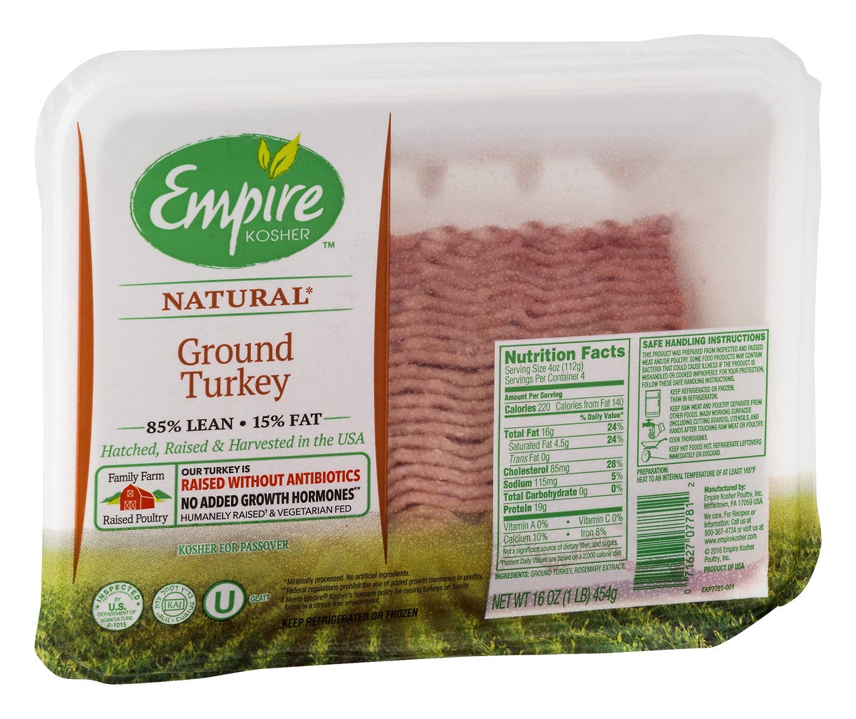 slide 5 of 9, Empire 85%/15% Ground Turkey 16 oz, 16 oz