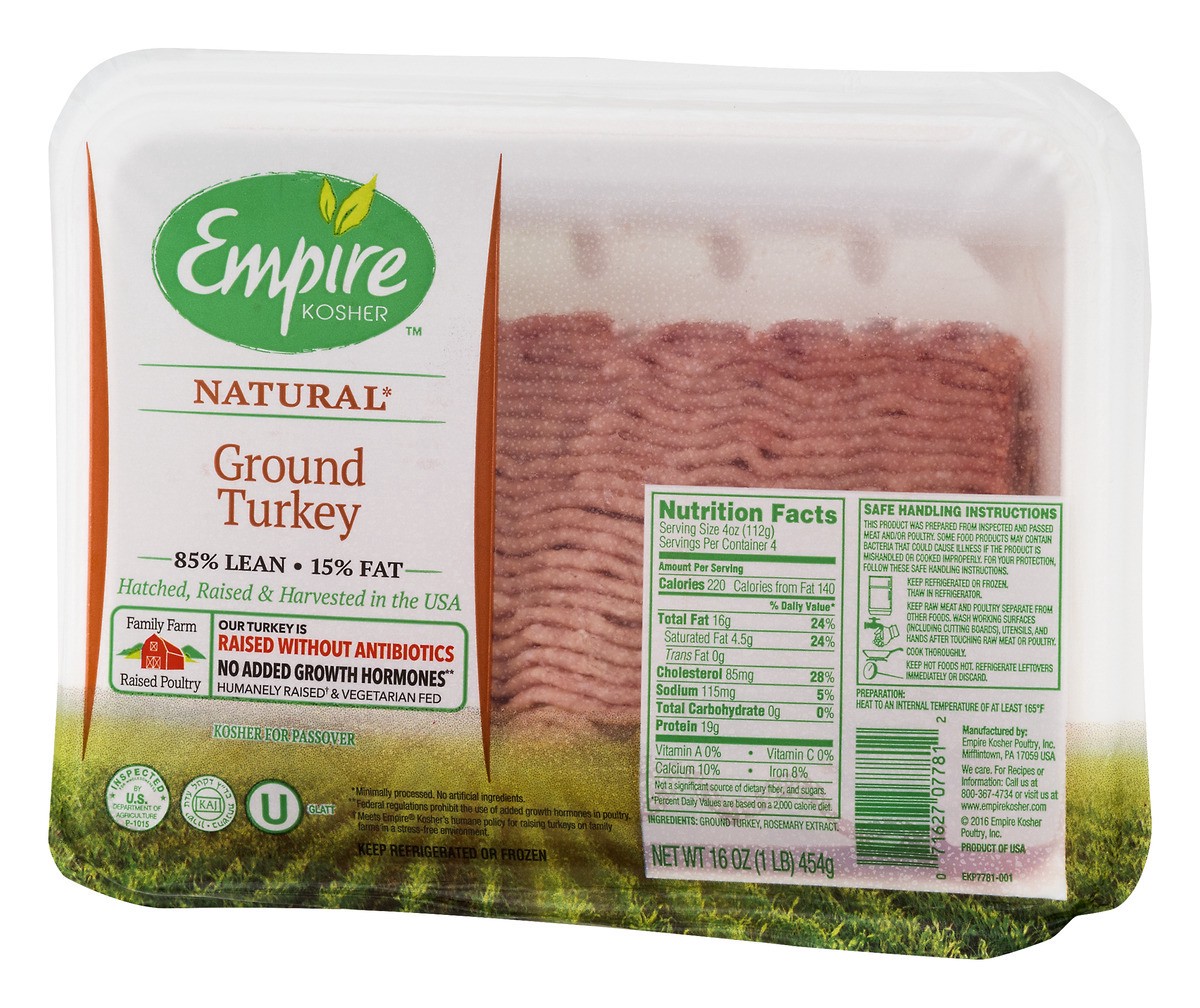 slide 2 of 9, Empire 85%/15% Ground Turkey 16 oz, 16 oz