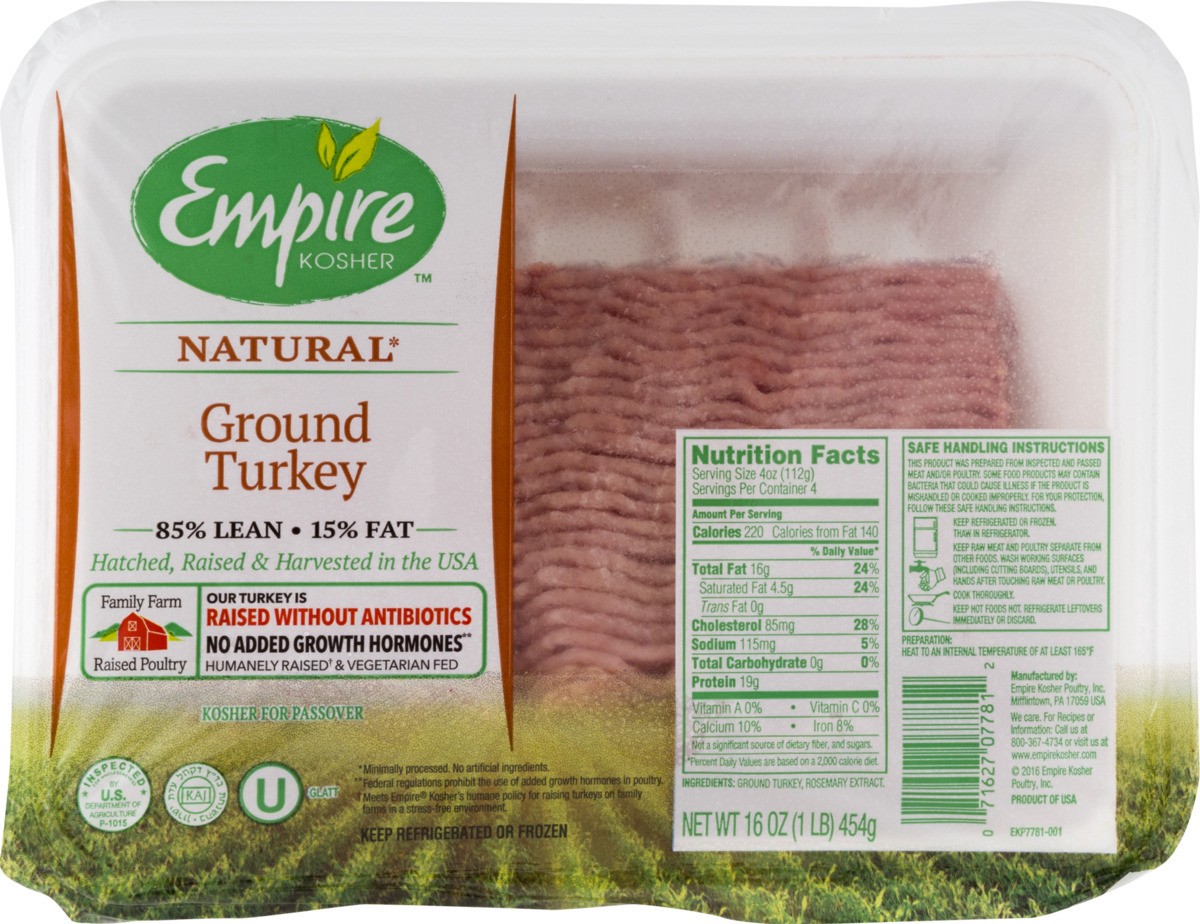 slide 9 of 9, Empire 85%/15% Ground Turkey 16 oz, 16 oz