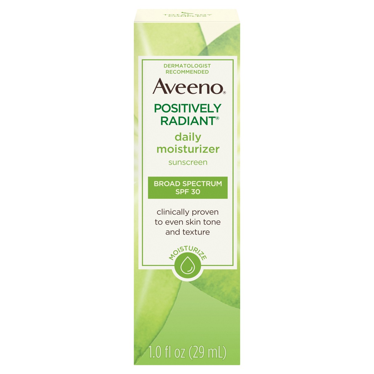 slide 1 of 5, Aveeno Positively Radiant Daily Facial Moisturizer with Total Soy Complex and Broad Spectrum SPF 30 Sunscreen, Oil-Free and Non-Comedogenic, 1 fl. oz, 1 oz