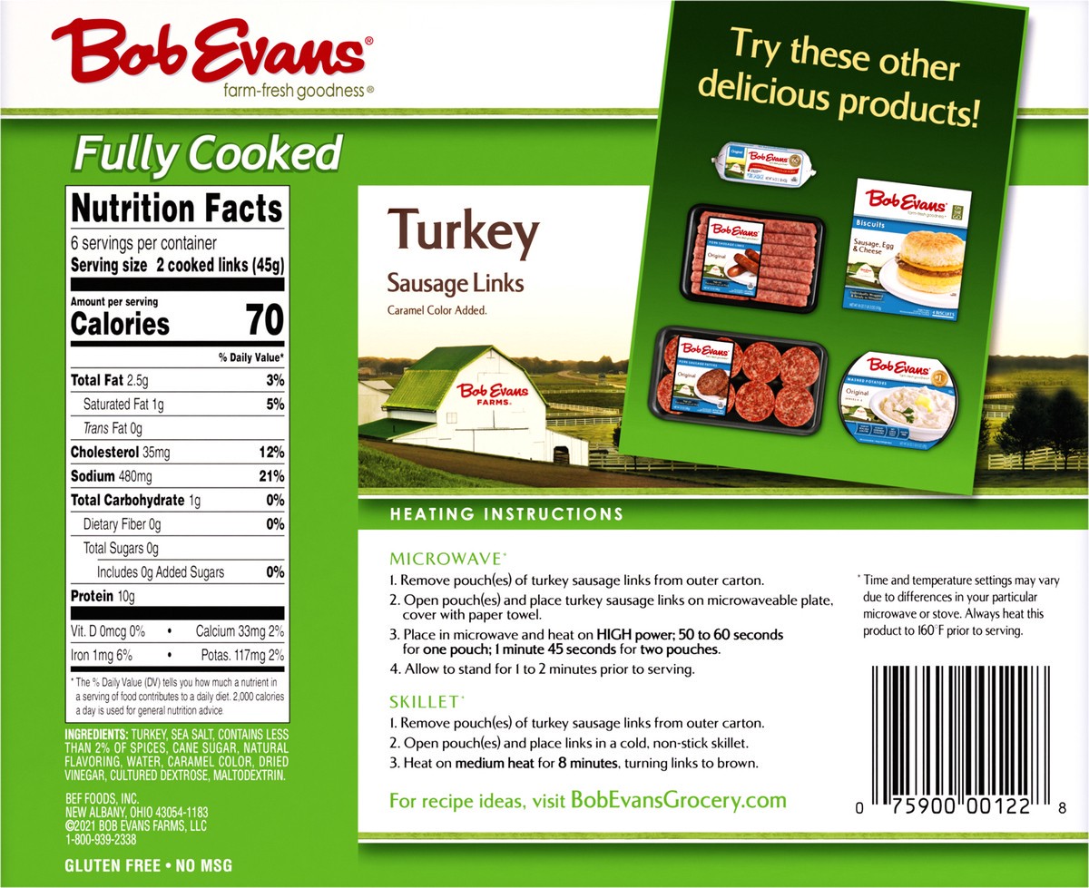 slide 12 of 12, Bob Evans Fully Cooked Turkey Sausage Links, 12 ct; 9.6 oz