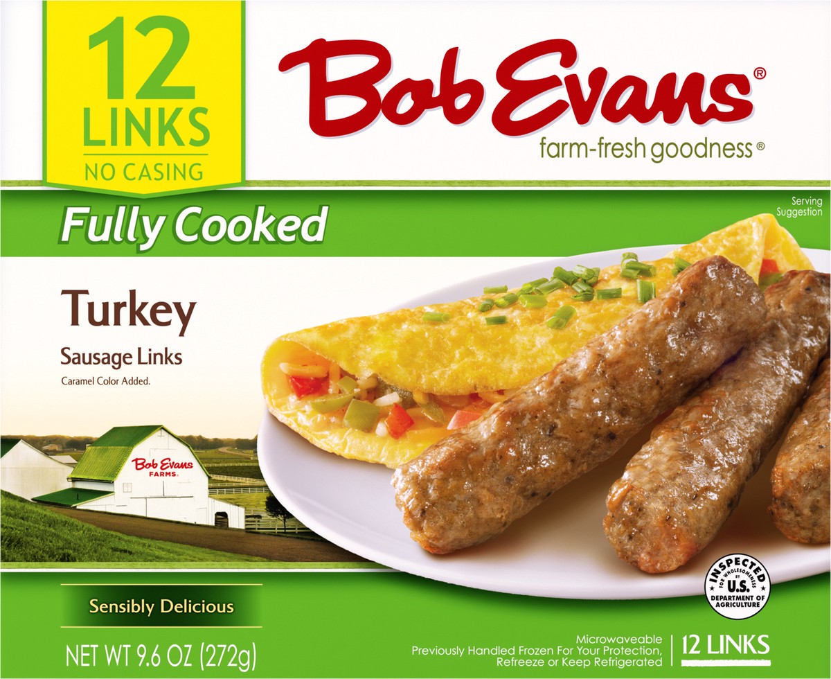 slide 7 of 12, Bob Evans Fully Cooked Turkey Sausage Links, 12 ct; 9.6 oz