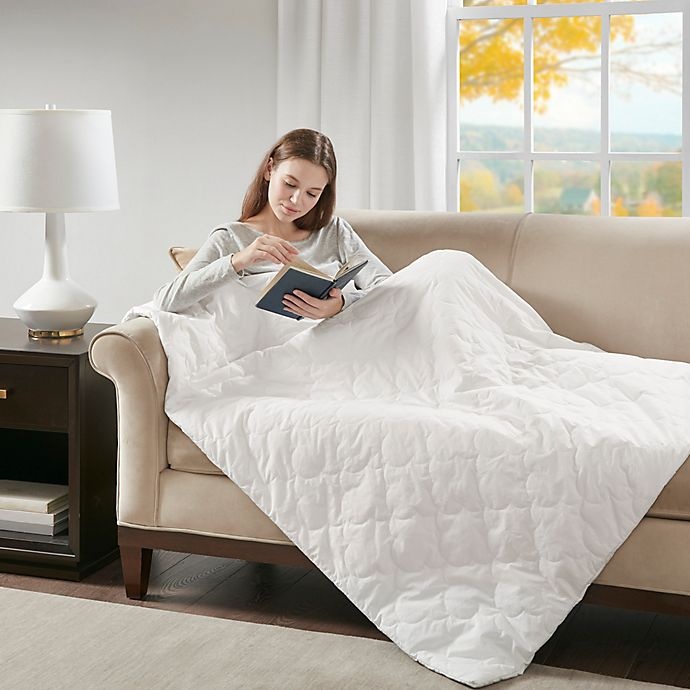 Beautyrest Deluxe Cotton Weighted Throw Blanket - White 18 lb | Shipt