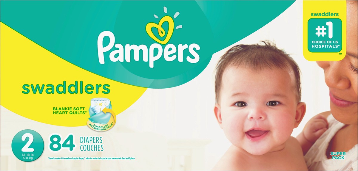 slide 2 of 4, Pampers Swaddlers Diapers Size 2 84 Count, 84 ct