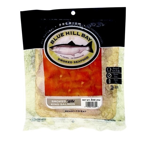 slide 1 of 1, Blue Hill Bay Smoked Wild King Salmon, 3 oz