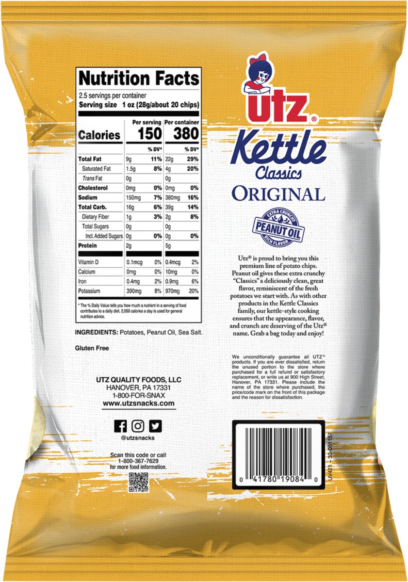 slide 5 of 12, Utz 2.5 oz Utz Kettle Classics Original Potato Chips, 2.5 oz