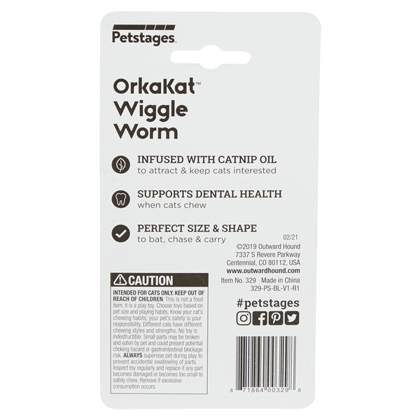 slide 5 of 29, Petstages Orkakat Wiggle Worm Cat Toy, 1 ct