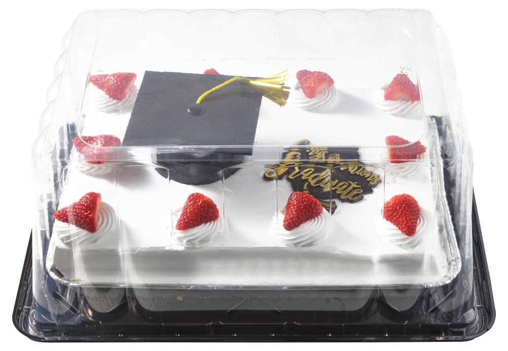 slide 1 of 2, Bakery Fresh Congratulations Graduate Tres Leches Two Layer Quarter Sheet Cake, 80 oz