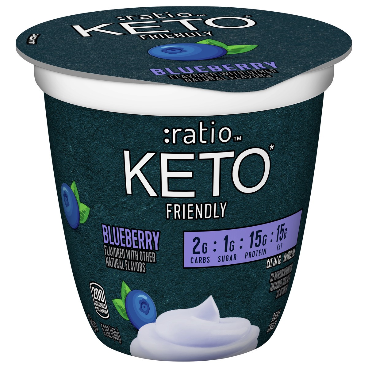 slide 9 of 9, :ratio Keto Friendly Blueberry Yogurt Cultured Dairy Snack Cup, 5.3 OZ, 5.3 oz