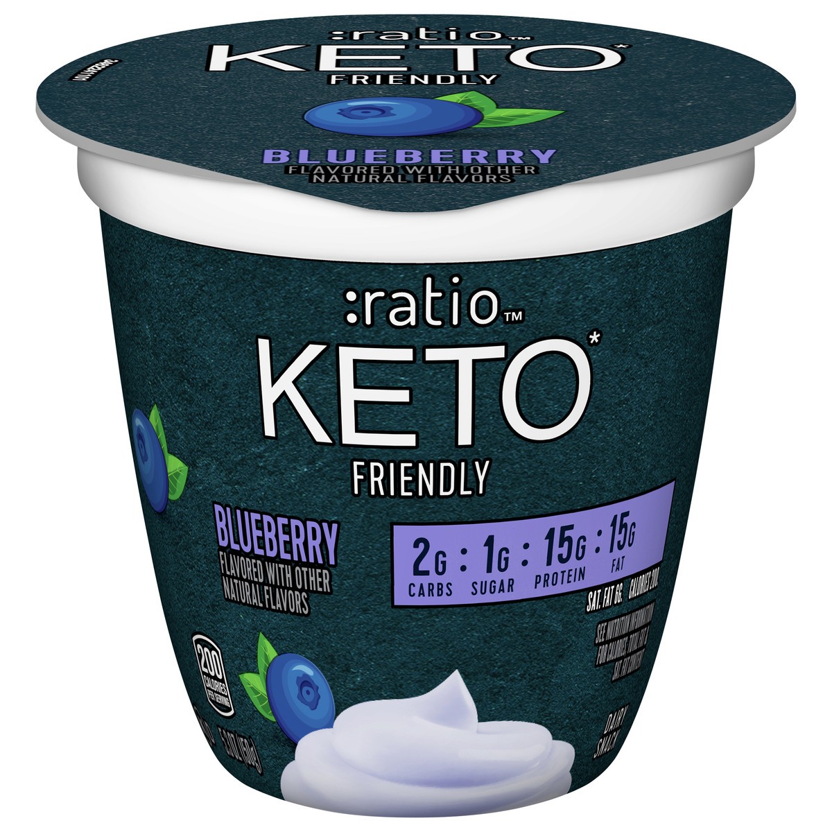 slide 1 of 9, :ratio Keto Friendly Blueberry Yogurt Cultured Dairy Snack Cup, 5.3 OZ, 5.3 oz