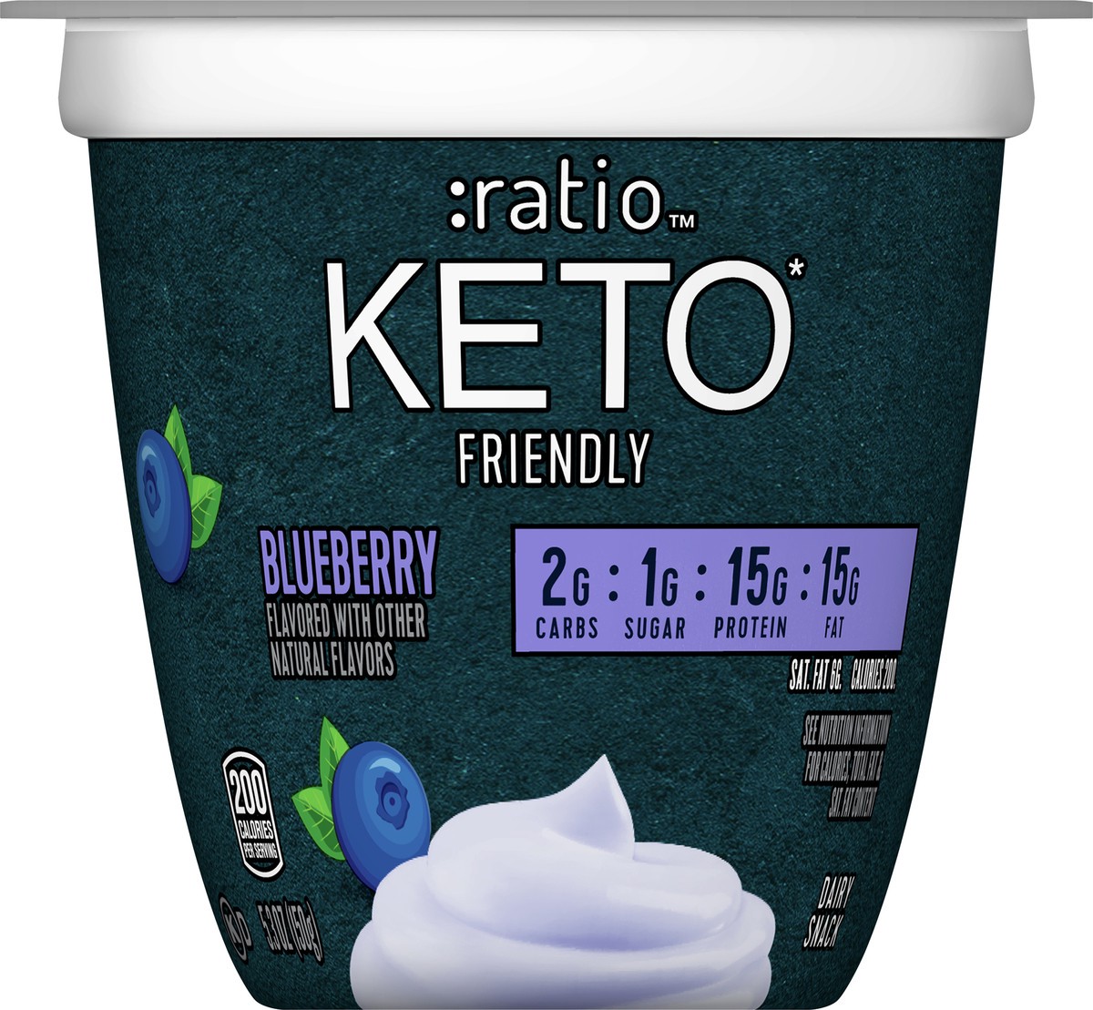 slide 5 of 9, :ratio Keto Friendly Blueberry Yogurt Cultured Dairy Snack Cup, 5.3 OZ, 5.3 oz