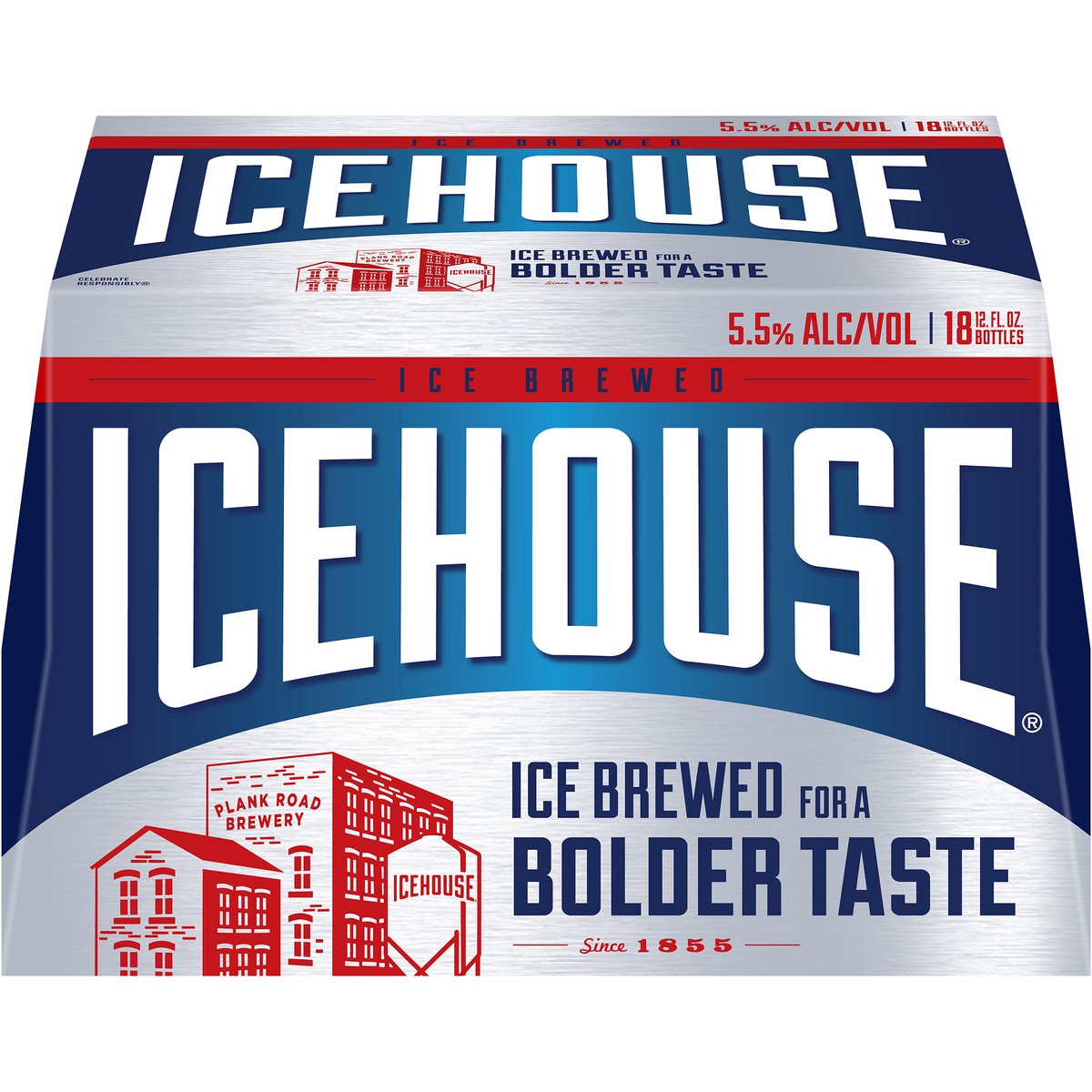 slide 1 of 9, Icehouse Beer, American Lager, 18 Pack, 12 fl. oz. Bottles, 5.5% ABV, 216 oz