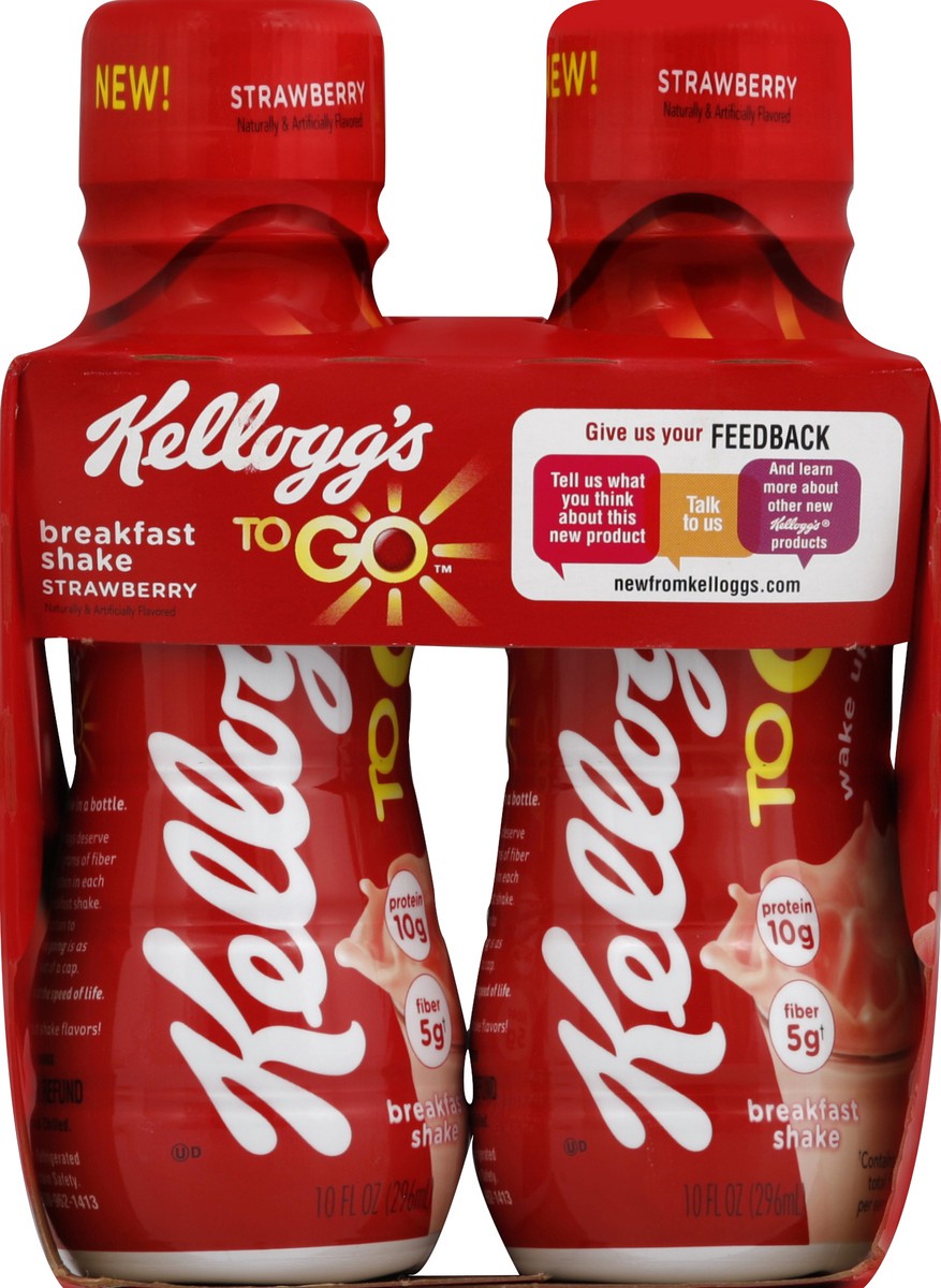 slide 3 of 6, Kellogg's To Go Strawberry Protein Breakfast Shakes, 4 ct; 10 fl oz