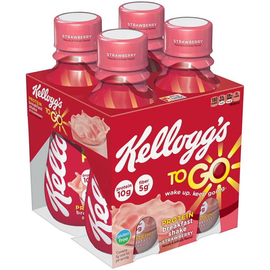 slide 1 of 6, Kellogg's To Go Strawberry Protein Breakfast Shakes, 4 ct; 10 fl oz
