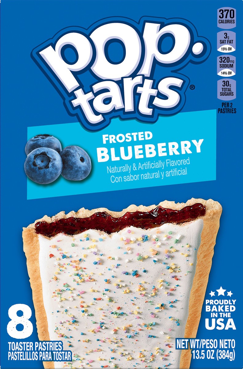 slide 1 of 5, Pop-Tarts Toaster Pastries, Breakfast Foods, Kids Snacks, Frosted Blueberry, 13.5oz Box, 8 Pop-Tarts, 13.5 oz