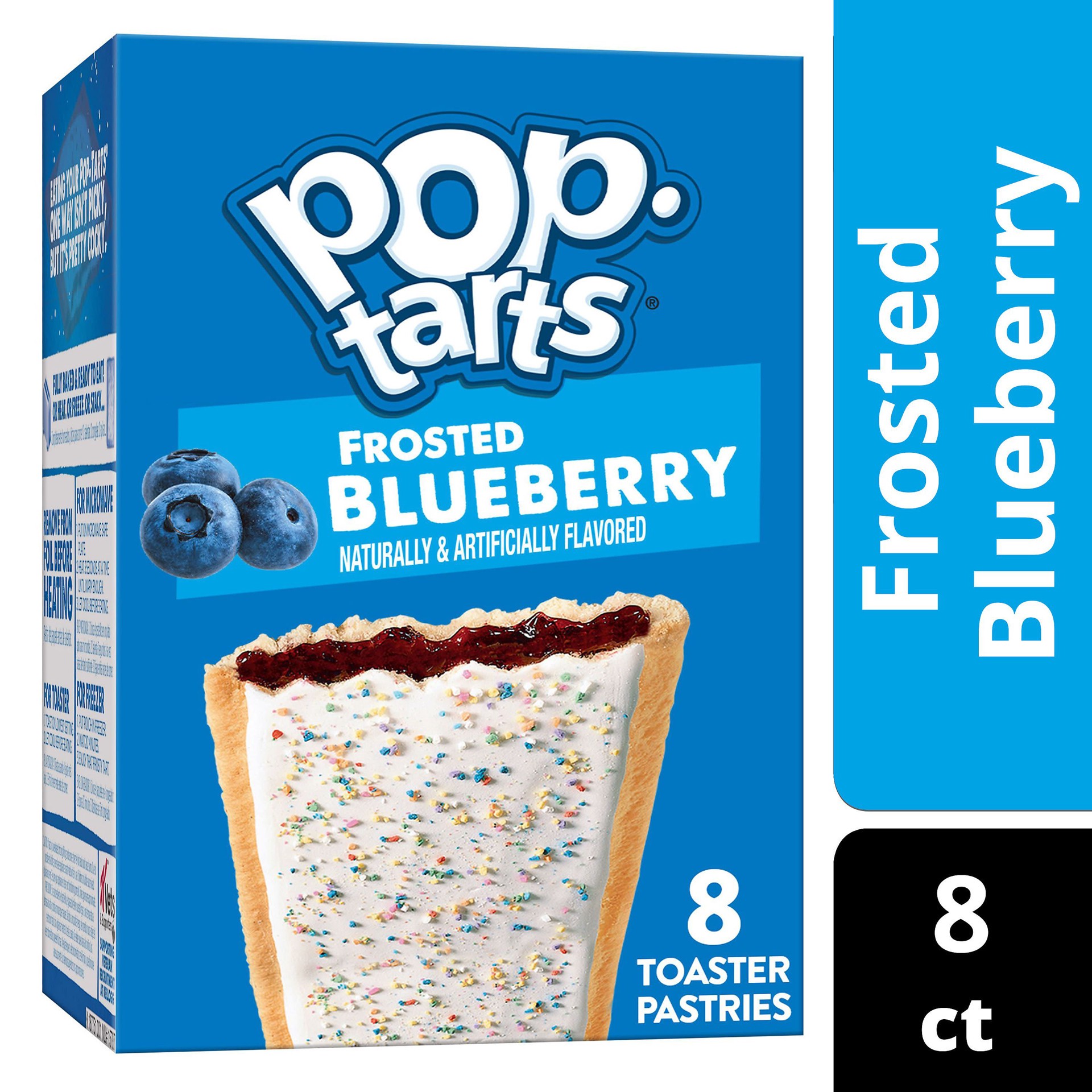 slide 1 of 5, Pop-Tarts Toaster Pastries, Breakfast Foods, Kids Snacks, Frosted Blueberry, 13.5oz Box, 8 Pop-Tarts, 13.5 oz